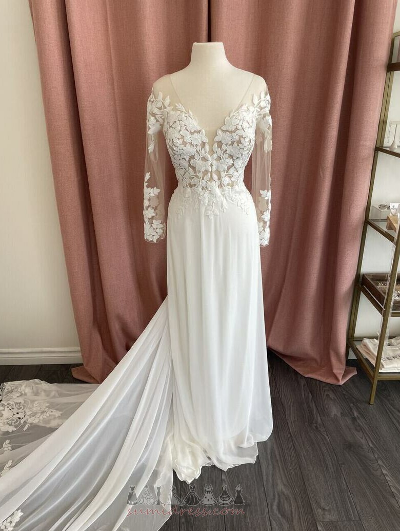 Střední Jaro Elegantní Iluze Dlouhý A-Line Svatební šaty