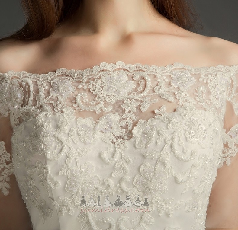 Střední pasu T-shirt rukáv Dlouhý formální Vroubkované Zimní Svatební šaty