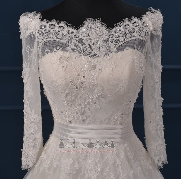 Střední pasu Tři čtvrtiny rukávy Soud vlak A-Line Dlouhý Elegantní Svatební šaty
