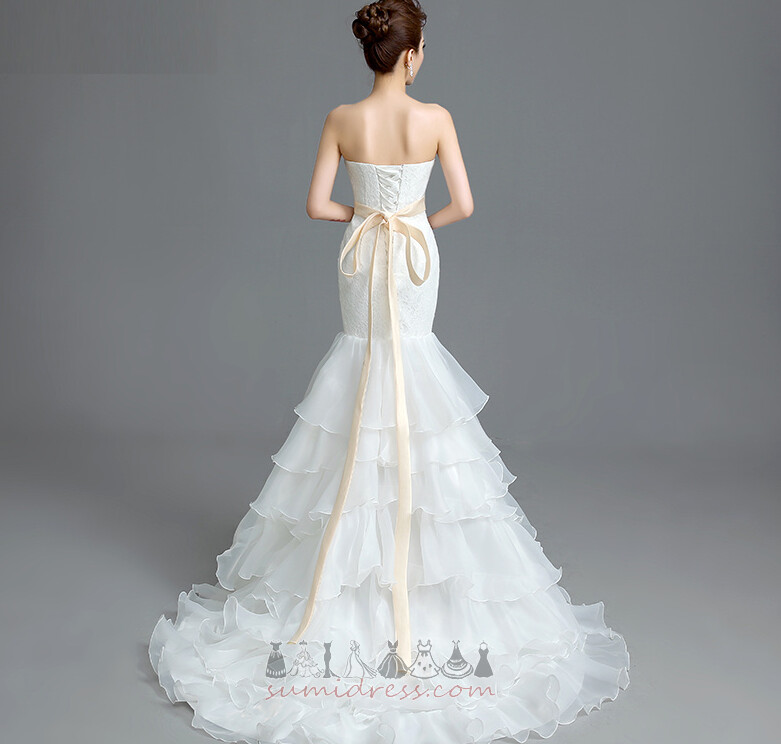 String Pear Strapless Bowknot Long Beach Wedding Dress