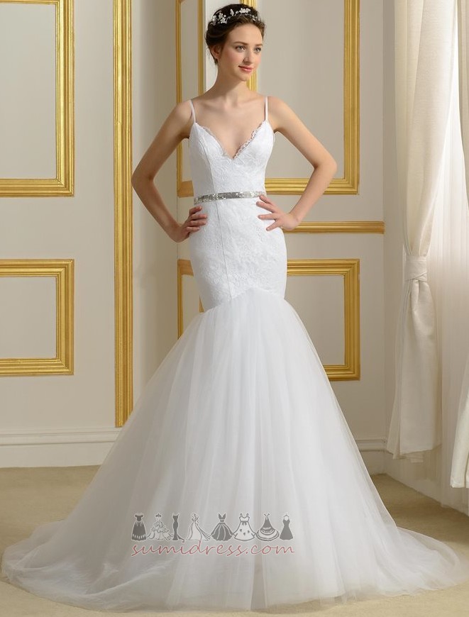 сучасний V-подібним вирізом Бісероплетіння ремінь на відкритому повітрі русалка Весільна сукня