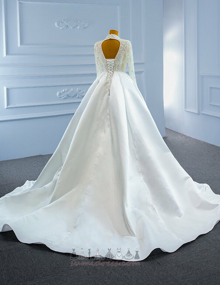 суд поїзд довгі рукави романтичний замкова щілина ілюзія рукава Весільна сукня