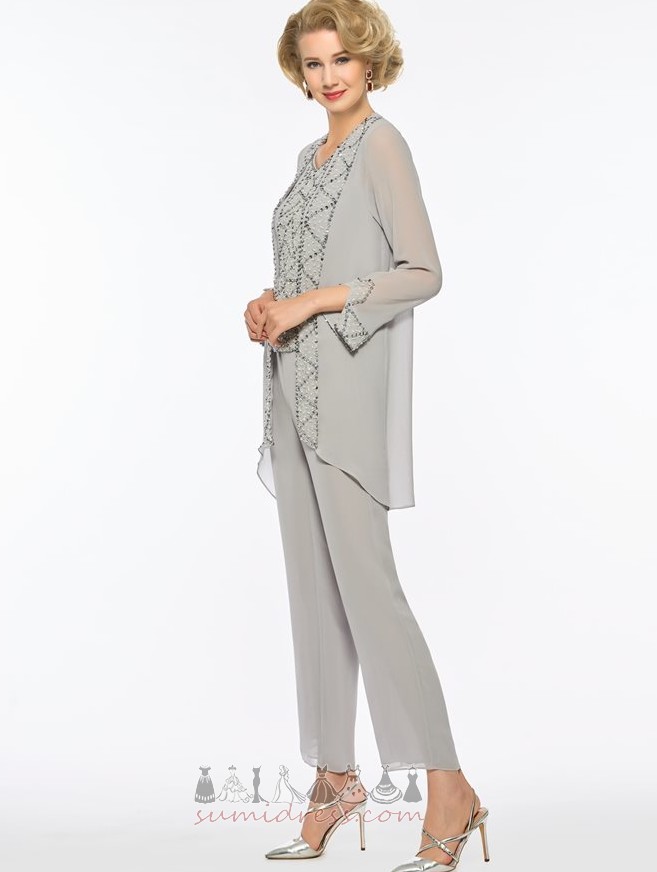 Sügisel Elegantne T-särk Hüppeliigese pikkus Keskmine Sifonki Ema kleit
