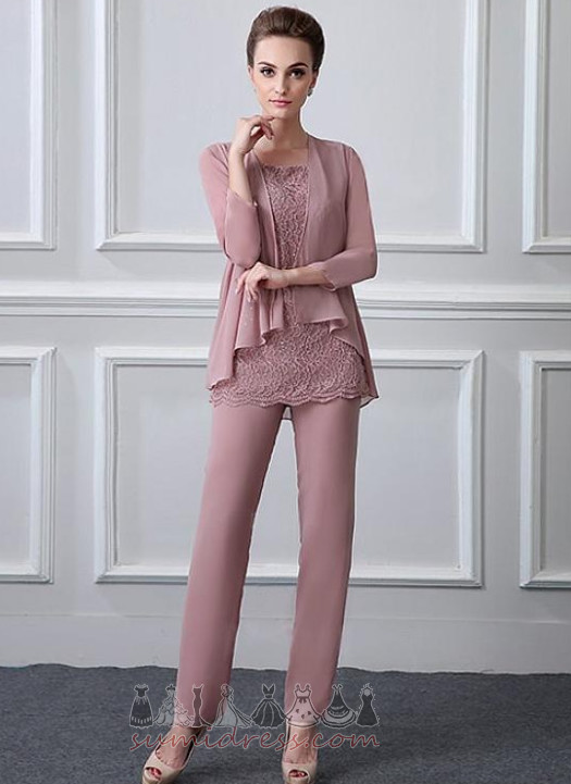 Suit Chiffon Lace Lace Overlay Natural Waist High Covered Pants Suit Dresses