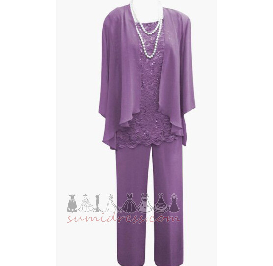 Suit High Covered Two Piece Commute/Office Formal Chiffon Pants Suit Mother Dresses