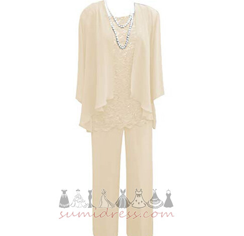 Suit High Covered Two Piece Commute/Office Formal Chiffon Pants Suit Mother Dresses