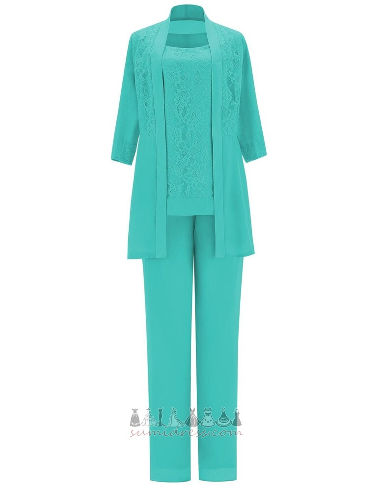 Suit Spring 3/4 Length Sleeves Lace Overlay Square Lace Pants Suit Dresses