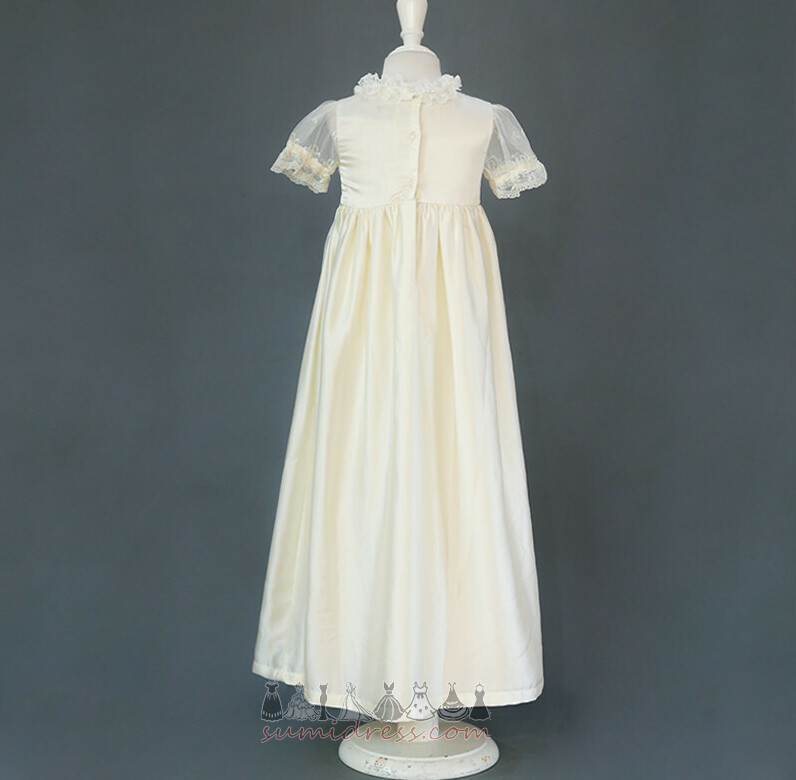 Sukienka do chrztu Girlanda Krótki rękaw balon rękawy formalny Akcentowane łuk Aplikacje