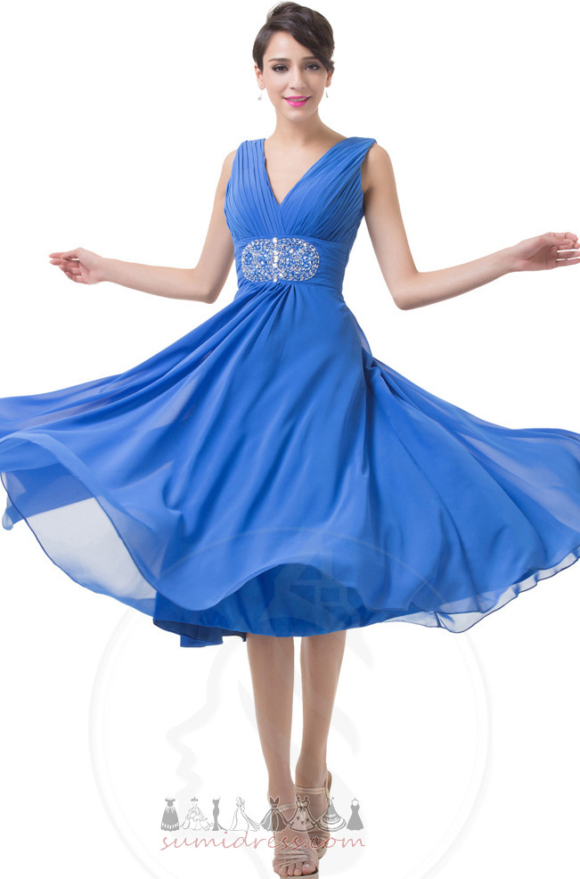 Sukienka Homecoming Szyfon Nanoszone elegancki Bez rękawów Harmonijkowe gorset Długość do kolan