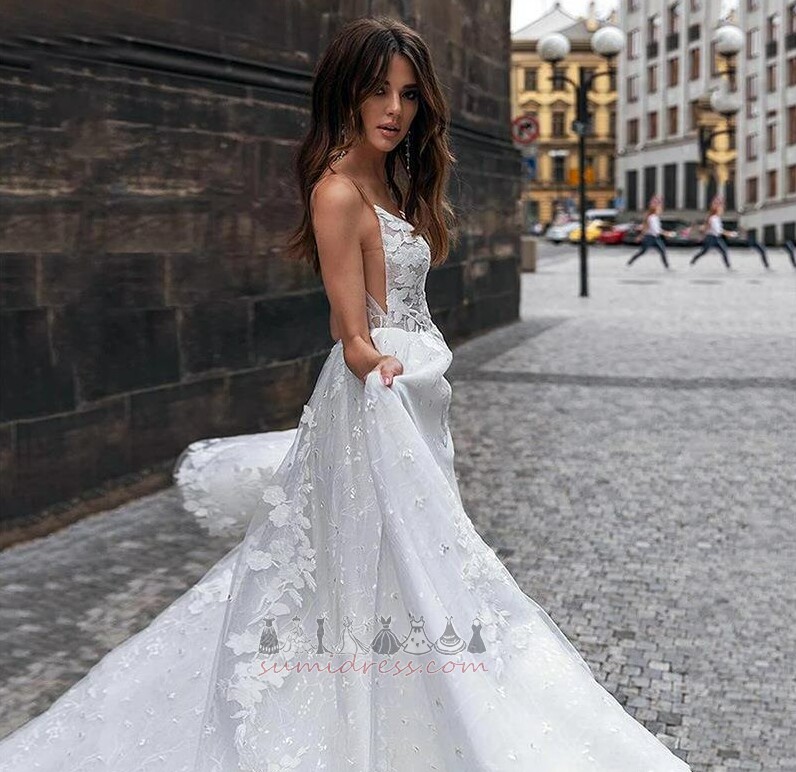 Suknia ślubna Bez rękawów bez pleców Naturalne talii Długi Linia A elegancki