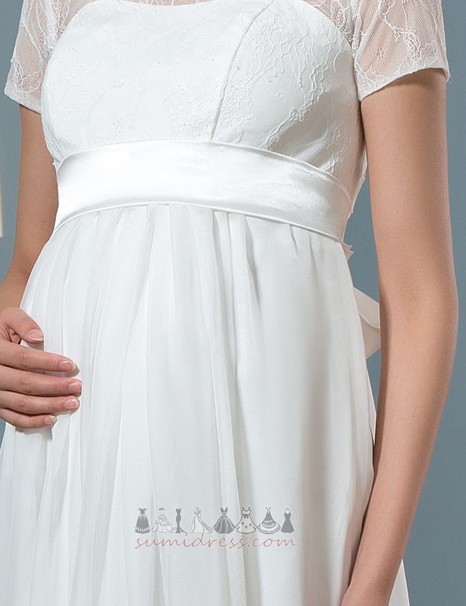 Suknia ślubna Koszulka rękaw lato Imperium talia Kokarda Plaża Imperium