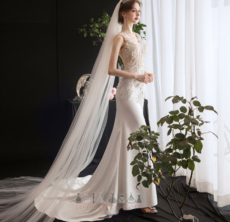 Suknia ślubna Naturalne talii Frezowanie V-dekolt gruszka wiosna Syrena