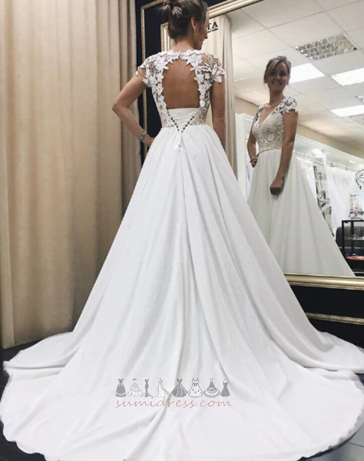 Suknia ślubna Naturalne talii odwrócony trójkąt Aplikacje Długi Linia A zima