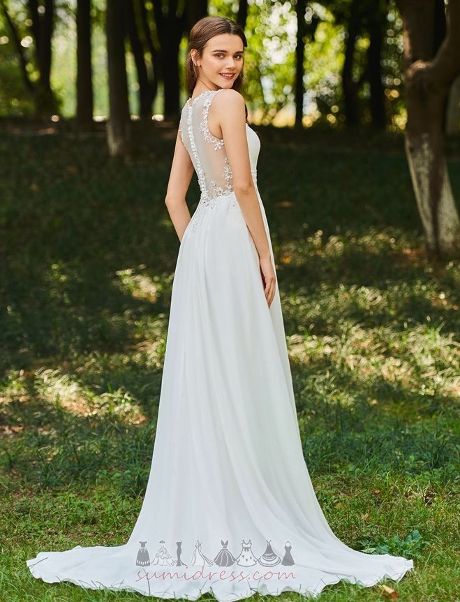 Suknia ślubna Szyfon Bez rękawów Długi Ogród Naturalne talii wzburzyć