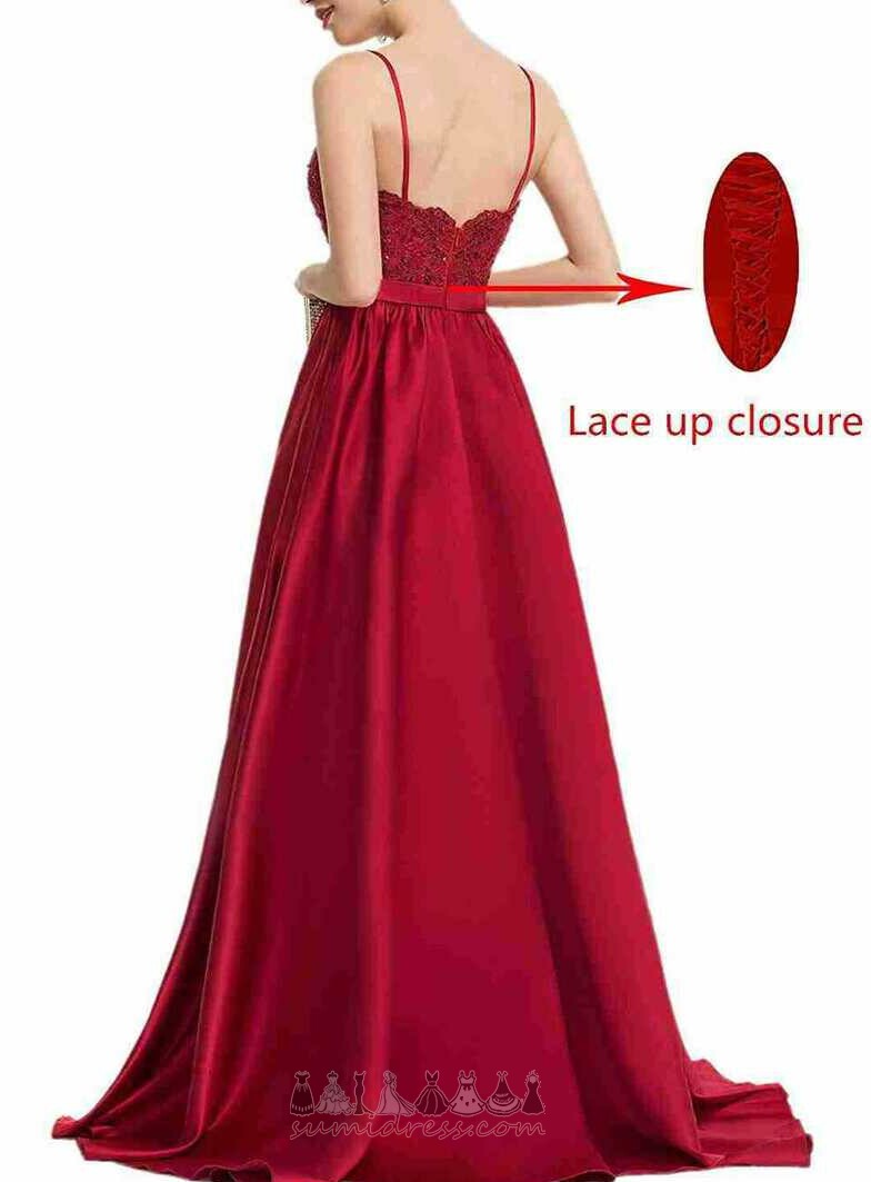suknia wieczorowa Naturalne talii Elegancki Ramiączkach Sznurowane Nanoszone Uda duża szczelina
