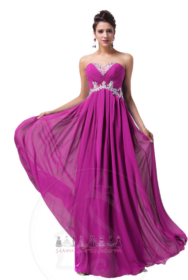 suknia wieczorowa Szyfon Nanoszone elegancki Bez rękawów Naturalne talii Długość do podłogi