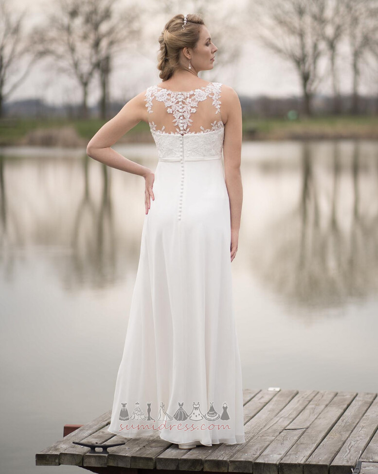 Summer Draped Ankle Length Simple Lace Overlay Empire Wedding Dress