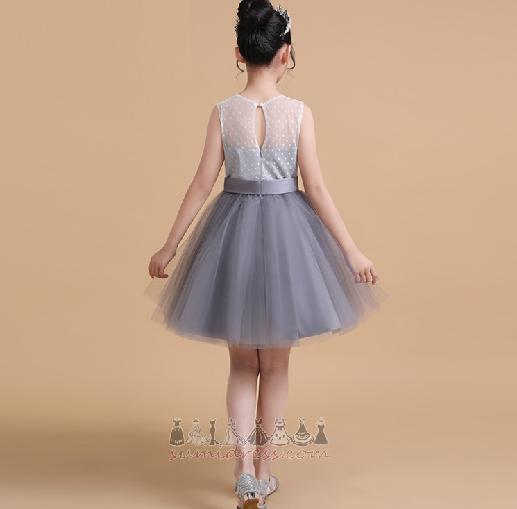 Summer Elegant Natural Waist Knee Length Lace Overlay Sleeveless Flower Girl gown