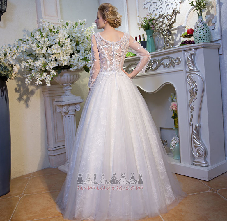 Свадебная юбка Природные Талия A-линия элегантный Long sleeves V-образным вырезом