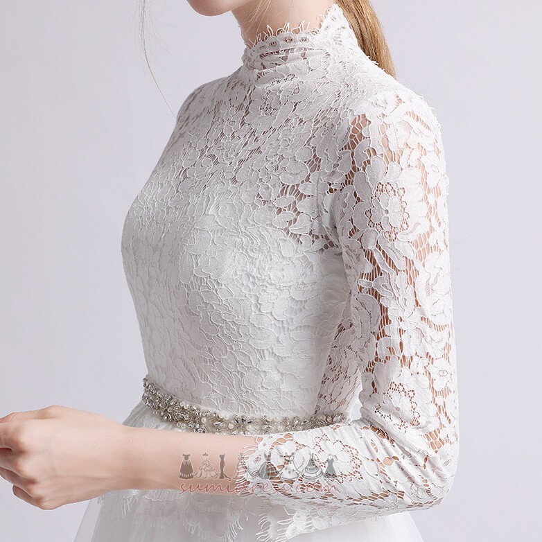Свадебное платье Асимметричный Асимметричный бисера пояса Невидимый рукава Long sleeves