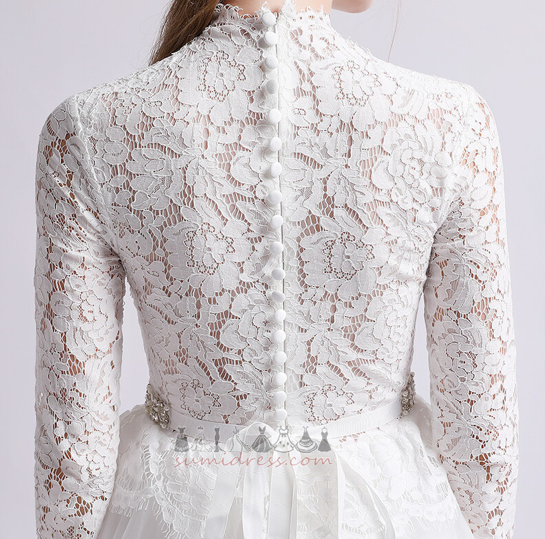 Свадебное платье Асимметричный Асимметричный бисера пояса Невидимый рукава Long sleeves