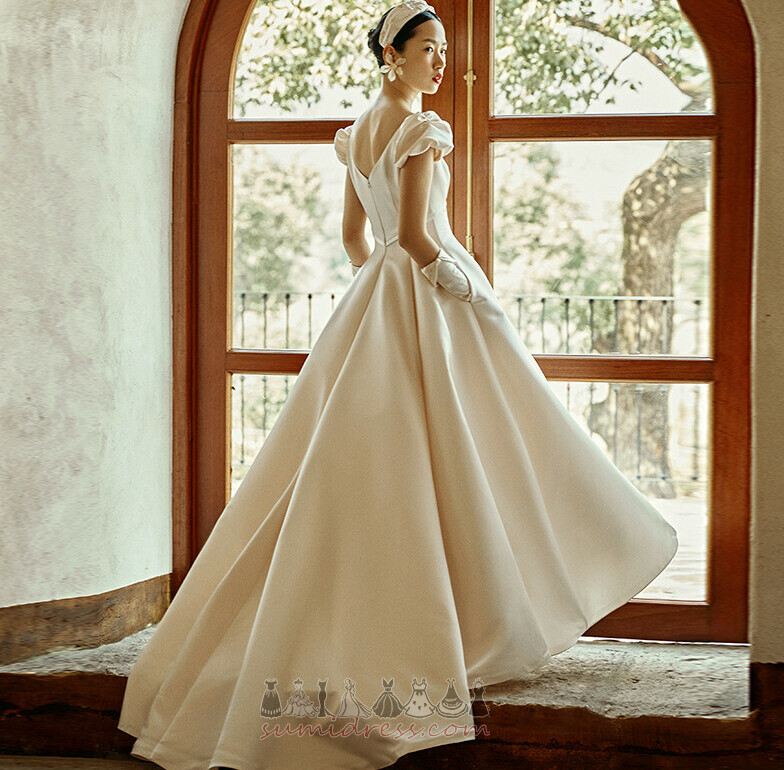 Свадебное платье Асимметричный Короткие рукава Молния вверх совок Асимметричный