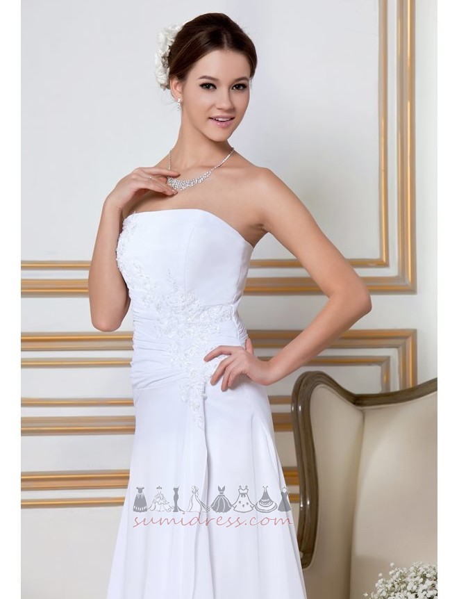 Свадебное платье без бретелек Природные Талия элегантный A-линия Без рукавов Аппликации