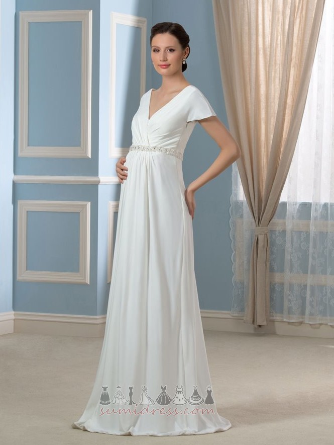 Свадебное платье без спинки беременная V-образным вырезом Плиссированные Открытый