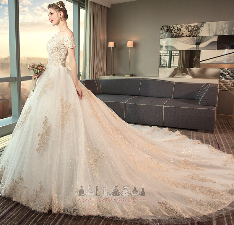 Свадебное платье церковь крышками рукава С плеча A-линия кружево длинный