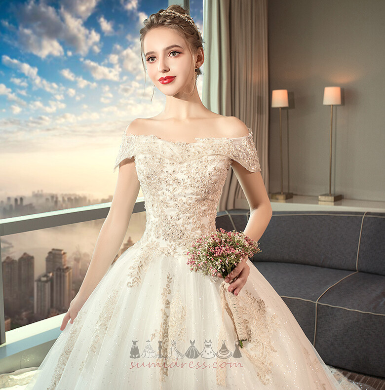Свадебное платье церковь крышками рукава С плеча A-линия кружево длинный