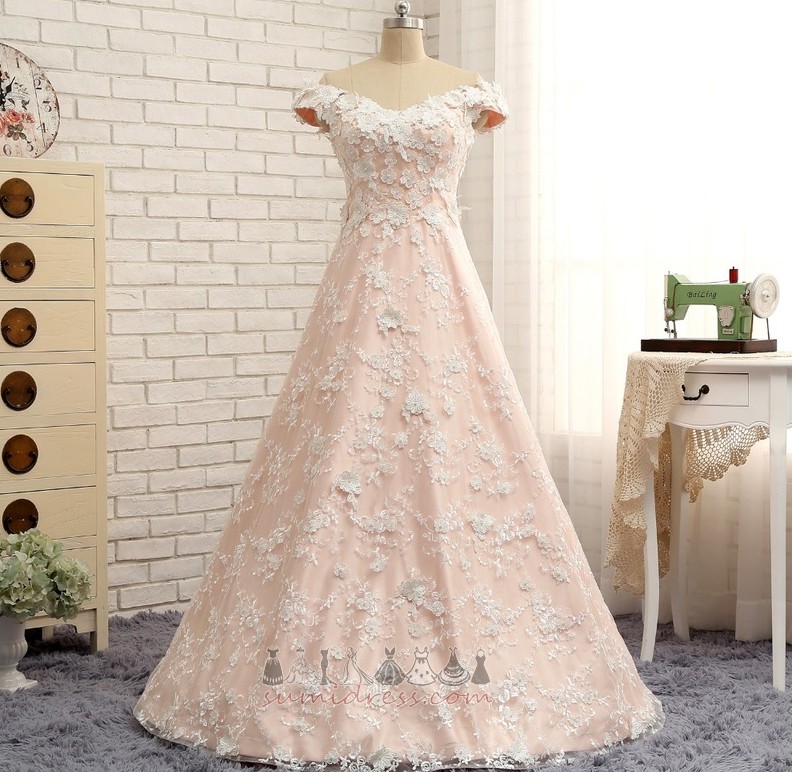 Свадебное платье Цветы Природные Талия A-линия Классик С плеча Роз украшение