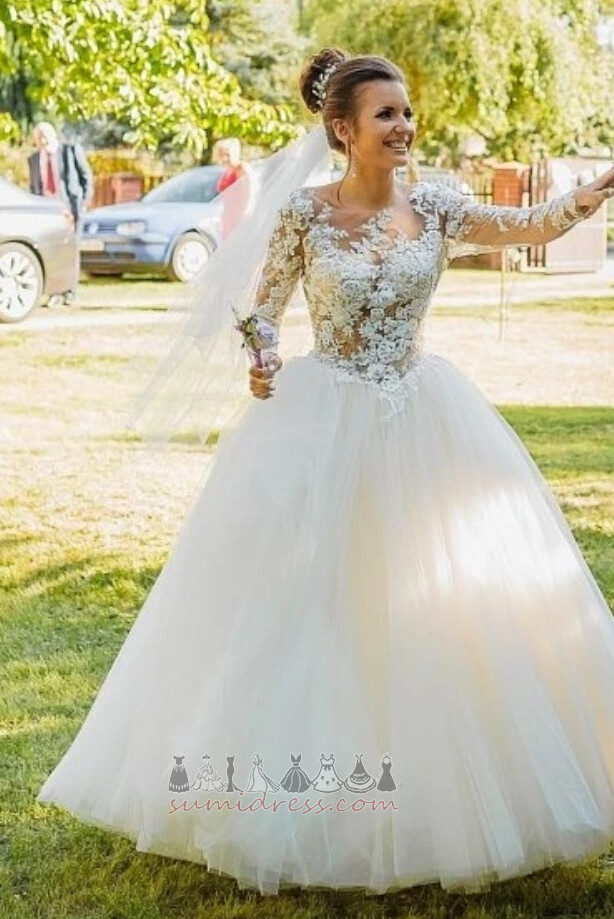 Свадебное платье длинный Холл без спинки Long sleeves драгоценность кружево