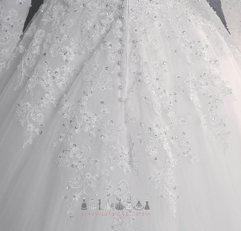 Свадебное платье Холл Природные Талия Часовня Поезд формальный тюль Невидимый рукава