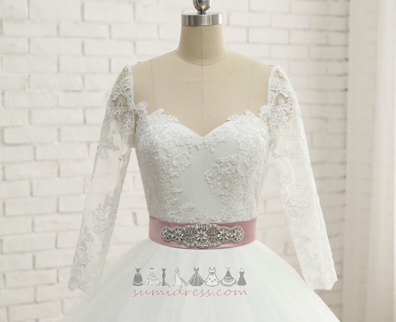 Свадебное платье Невидимый рукава Три четверти рукава A-линия Королева Анна Лук