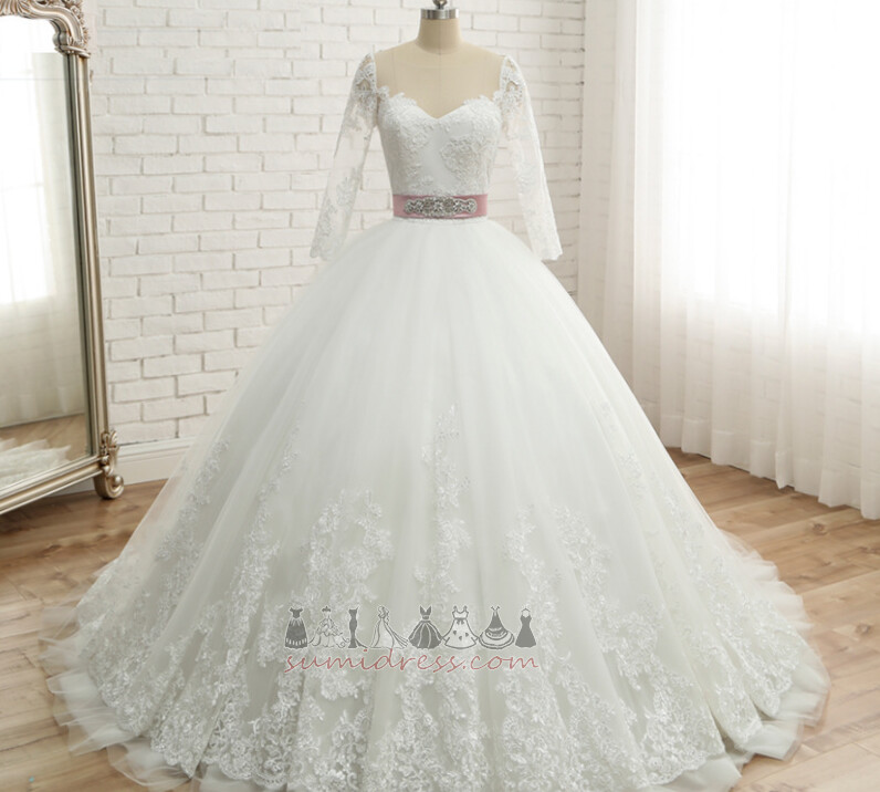 Свадебное платье Невидимый рукава Три четверти рукава A-линия Королева Анна Лук