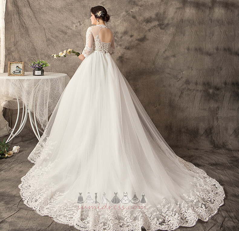 Свадебное платье Невидимый рукава замочная скважина Аппликации тюль длинный 3/4 длины рукава