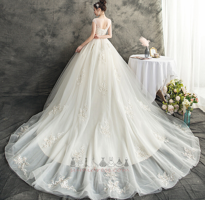 Свадебное платье повязка A-линия Без рукавов длинный Холл Кафедральный шлейф
