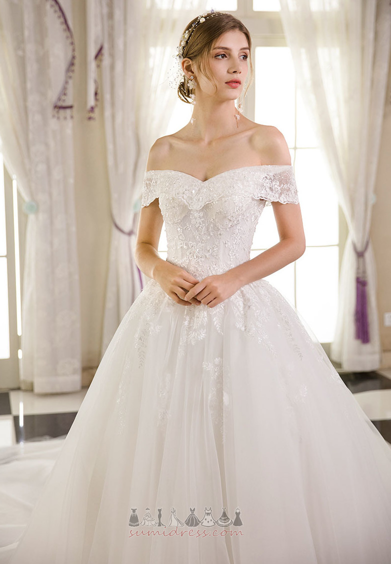 Свадебное платье повязка С плеча A-линия средний Короткие рукава Аппликации