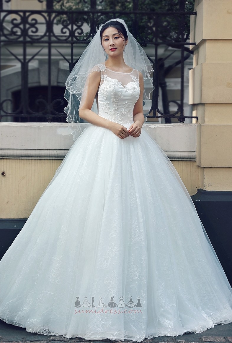 Свадебное платье средний Без рукавов элегантный драгоценность Кружевной оверлея
