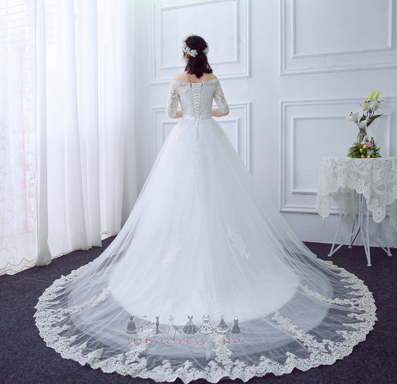 Свадебное платье тюль A-линия формальный Кружевной оверлея Короткие рукава повязка