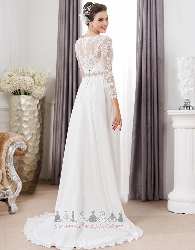 Свадебное платье V-образным вырезом Long sleeves весна Невидимый рукава Империя талии