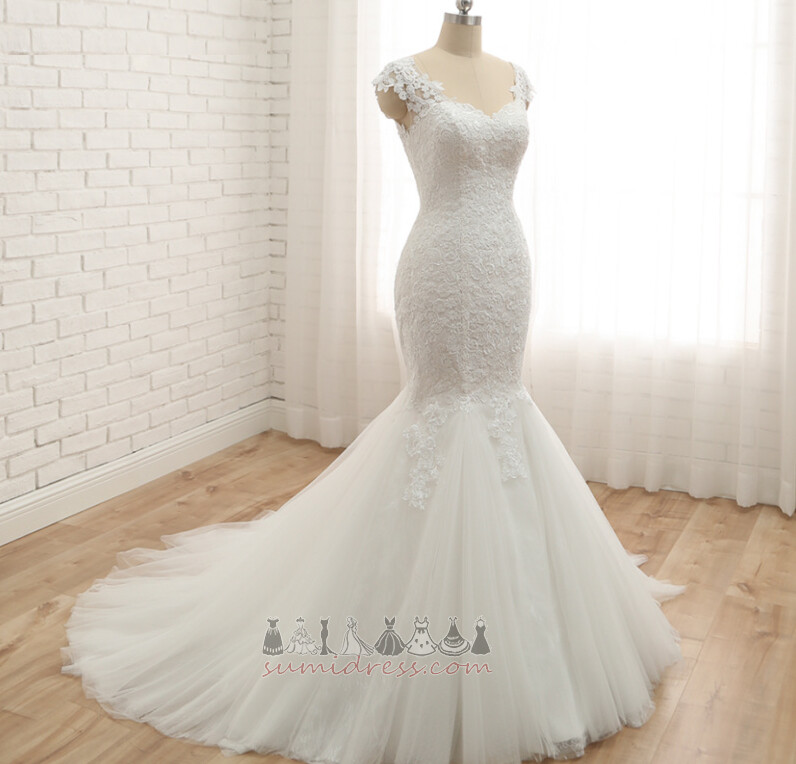 Свадебное платье V-образным вырезом Природные Талия груша русалка без спинки формальный