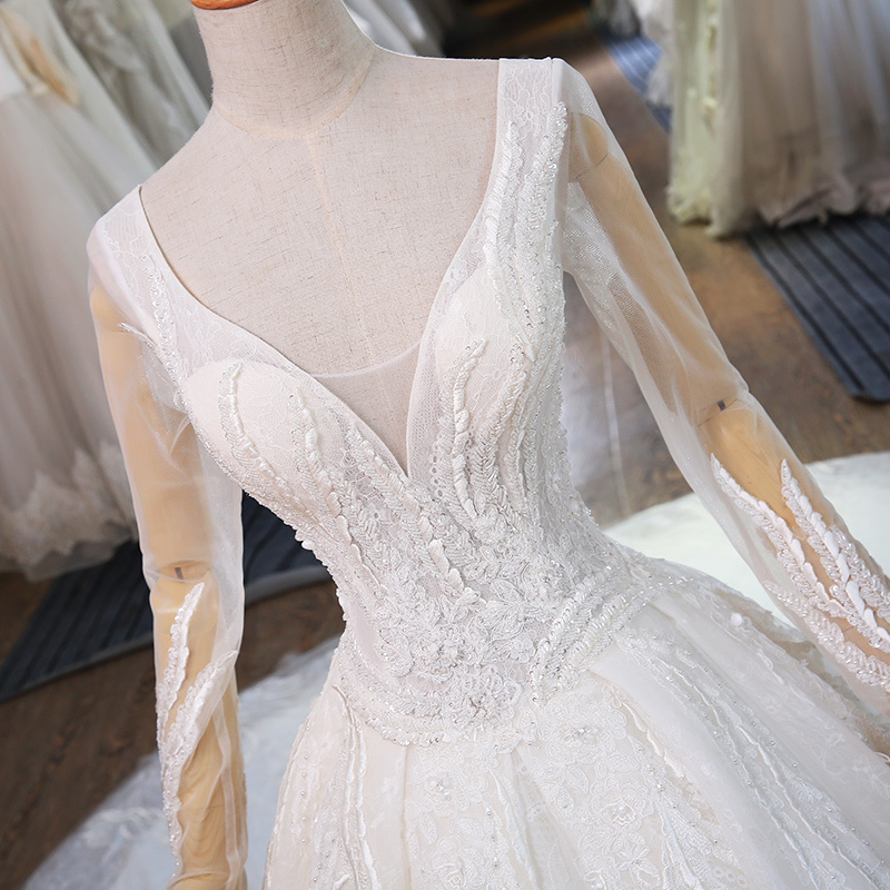 Свадебные платье A-линия Аппликации повязка Королевский поезд V-образным вырезом Природные Талия