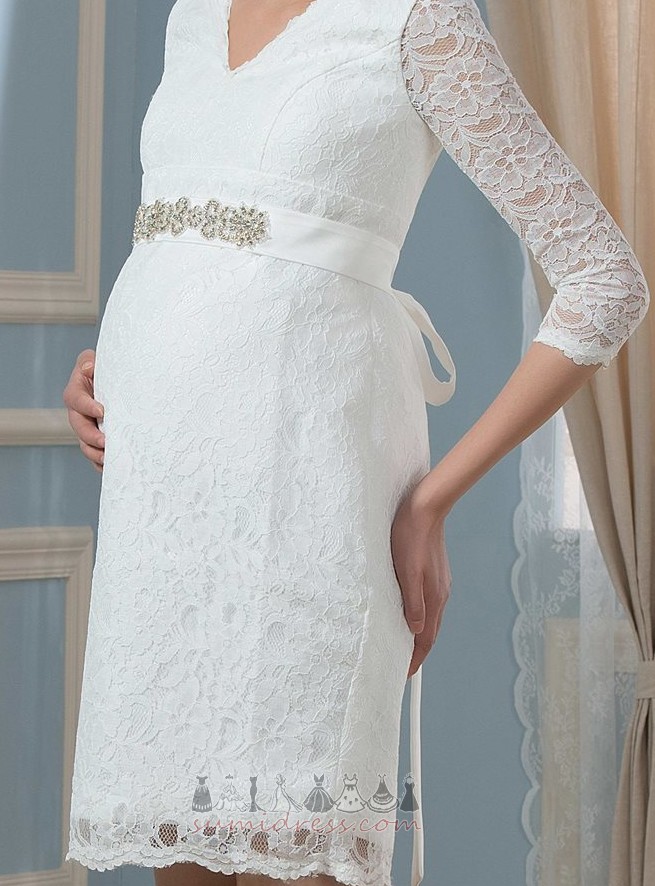 Свадебные платье A-линия длиной до колена кружево Невидимый рукава беременная Классик