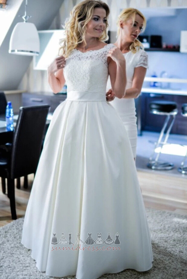 Свадебные платье пляж Молния вверх задрапировало простой атласная Природные Талия