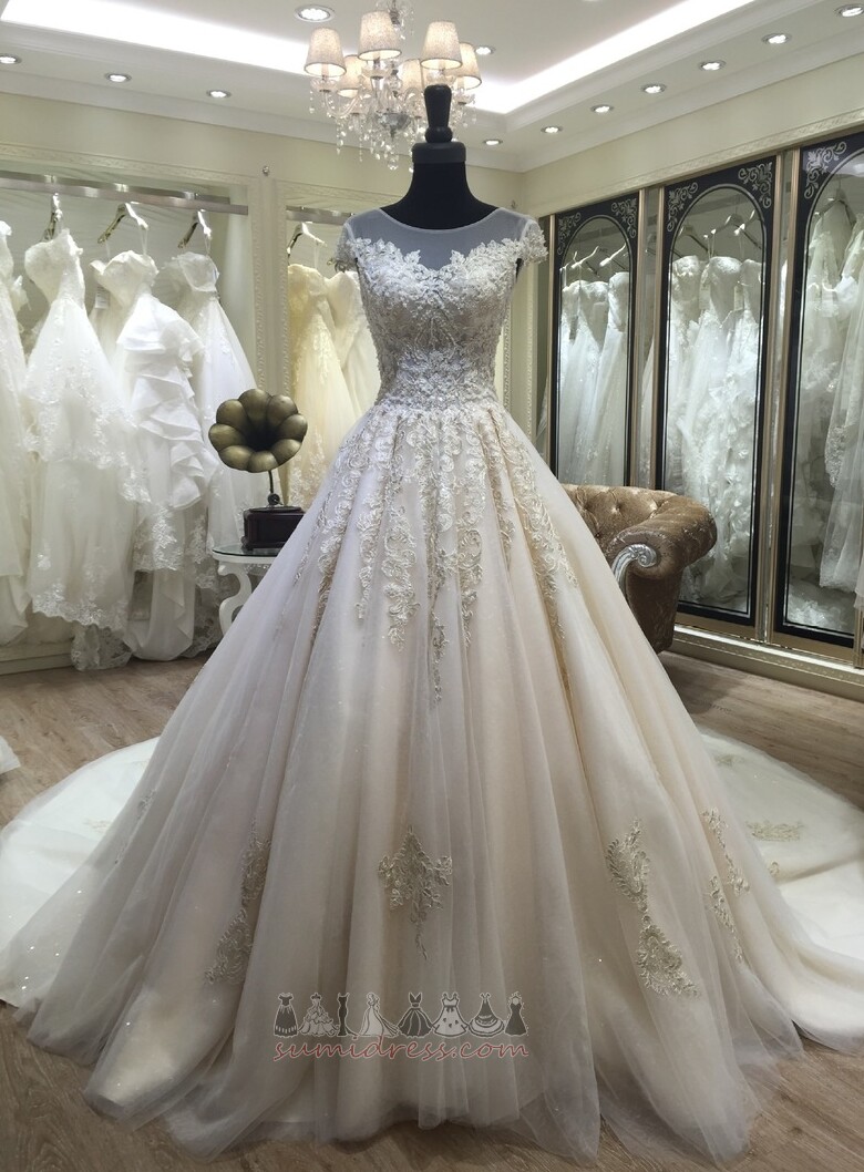 Свадебные платье Принцесса Бато весна Аппликации тюль длинный
