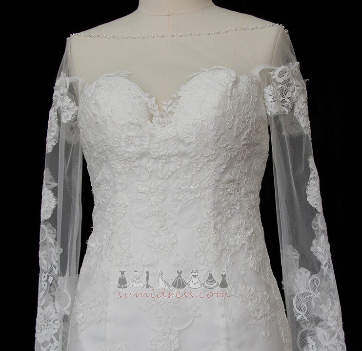 Свадебные платье русалка Невидимый рукава Кафедральный шлейф Long sleeves средний формальный