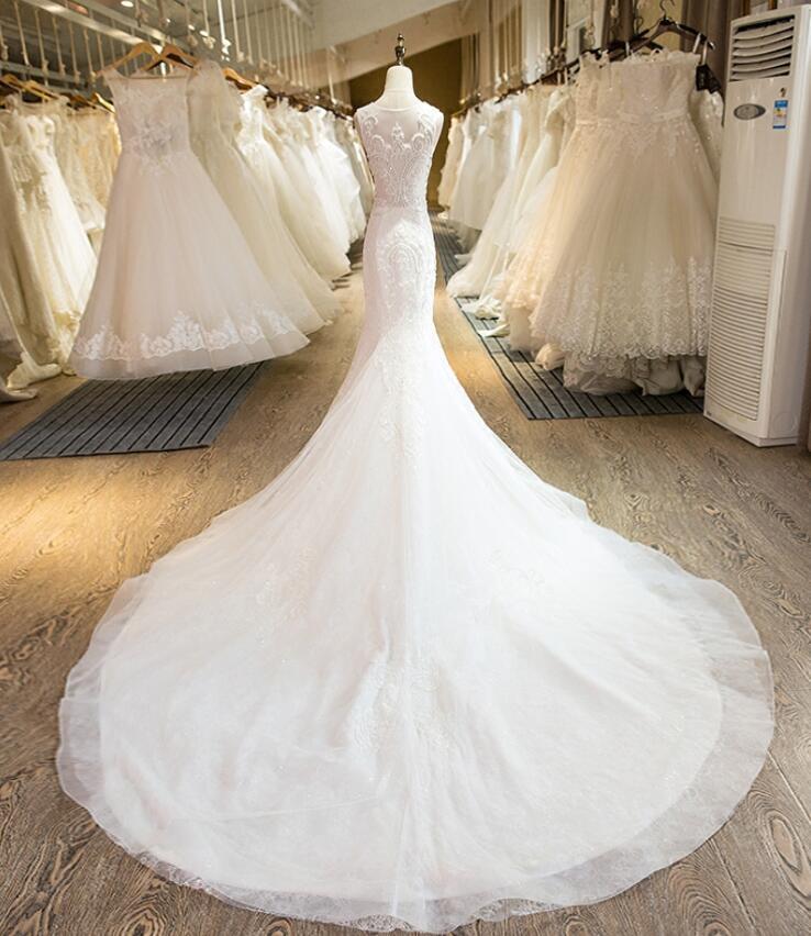 Свадебные платье русалка падать Высокий покрыты Кафедральный шлейф средний длинный