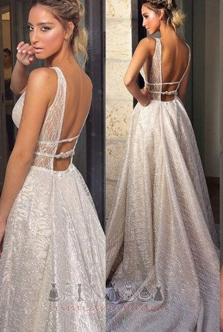 Sweep Train Backless Long Sexy Tulle Summer Wedding Dress