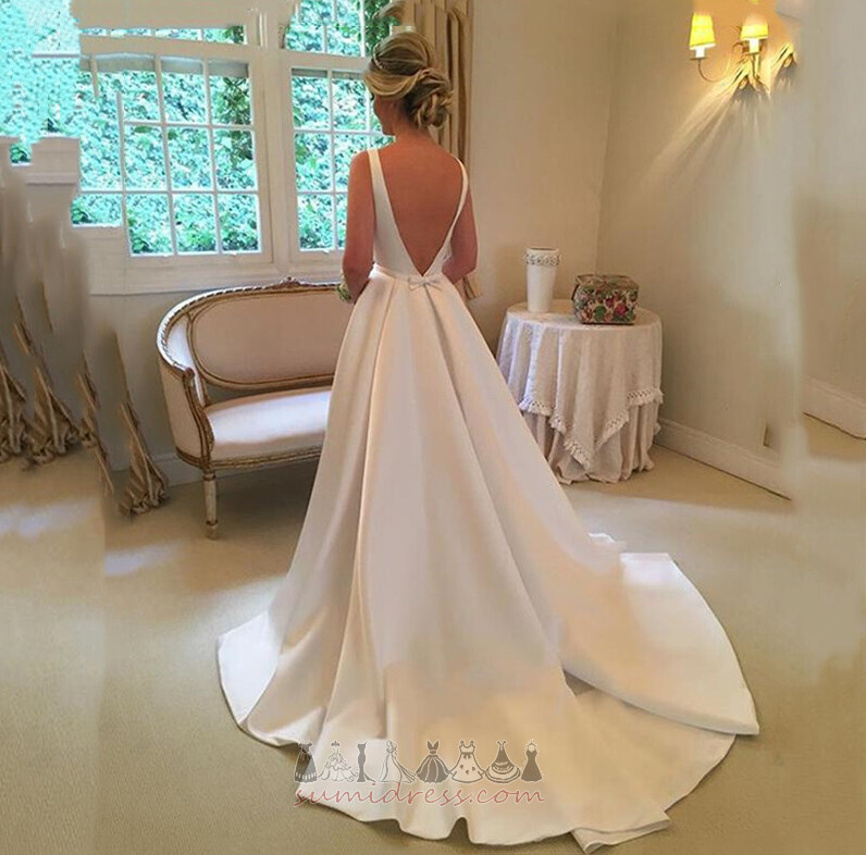 Sweep Train Draped Natural Waist Sleeveless Accented Bow Formal Wedding gown